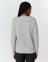 Tee-shirt marinière manches longues en mélange coton rayé