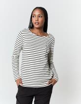 Tee-shirt marinière manches longues en mélange coton rayé