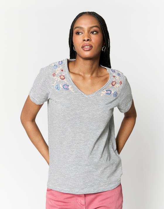 T-Shirt manches courtes 100% coton rayé