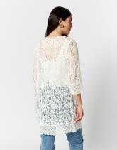 Gilet manches 3/4 en dentelle uni