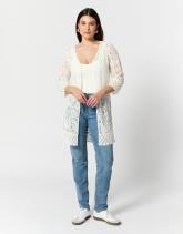 Gilet manches 3/4 en dentelle uni