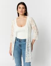 Gilet manches 3/4 en dentelle uni