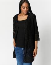 Gilet manches 3/4 en dentelle uni