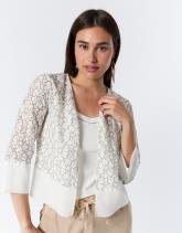 Gilet manches 3/4 en dentelle bicolore