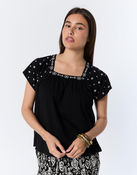 T-Shirt manches courtes 100% coton uni décoré