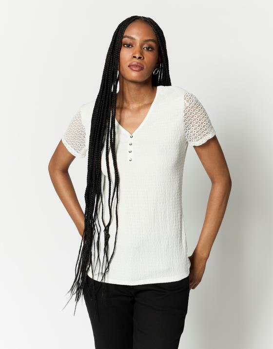 Top Manches courtes dentelle uni