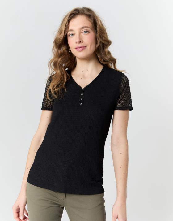 Top Manches courtes dentelle uni