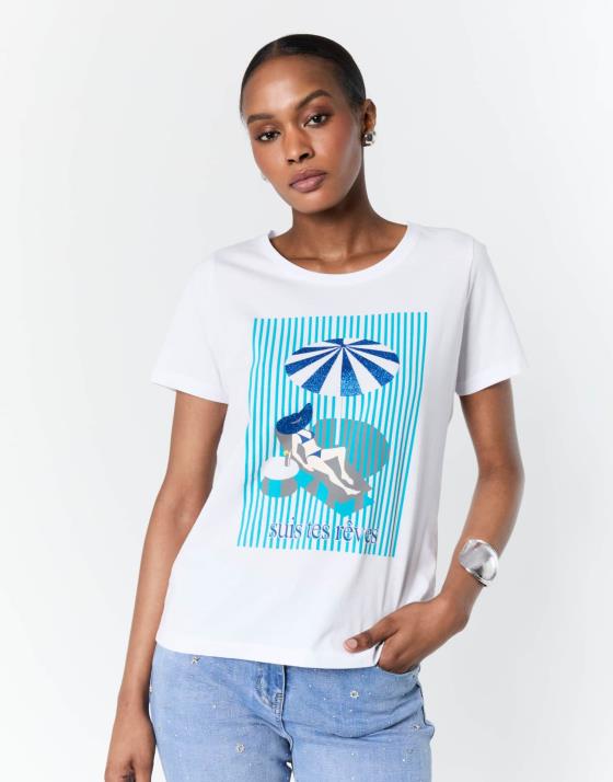 T-Shirt manches courtes 100% coton imprimé placé