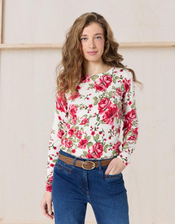 Pull fin imprimé à fleurs