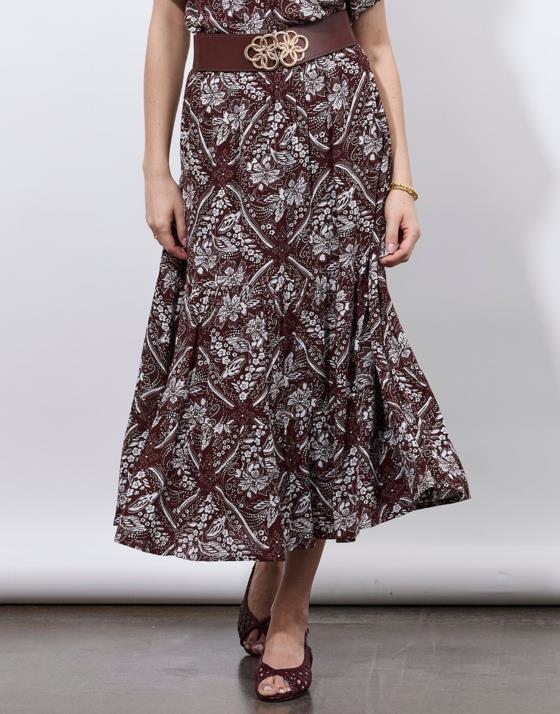 Jupe midi imprimé à fleurs