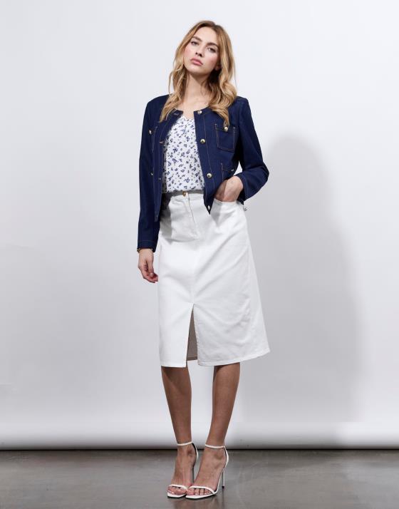 Jupe midi droite unie