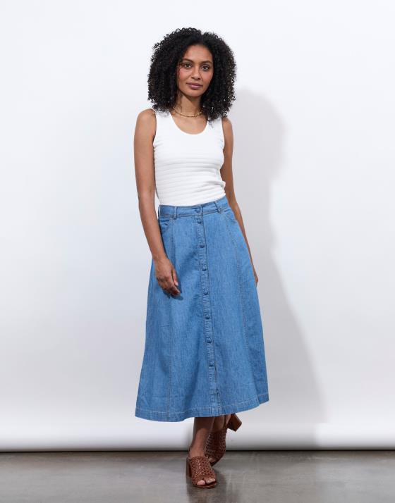 Jupe midi droite unie