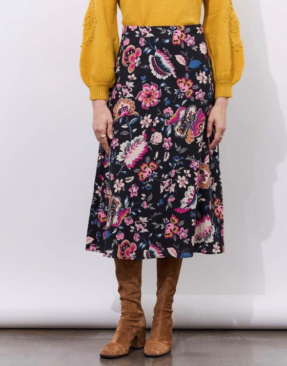 Jupe midi imprimé à fleurs