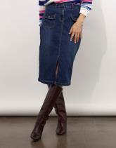 Jupe midi crayon en denim unie