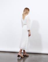 Jupe longue à volants en dentelle unie