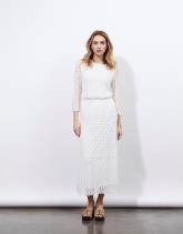 Jupe longue à volants en dentelle unie