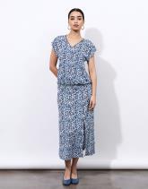 Jupe midi évasée imprimé à fleurs