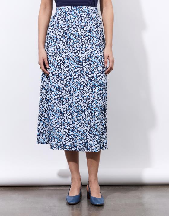 Jupe midi évasée imprimé à fleurs