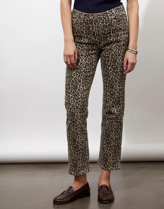 Pantalon 7/8 droit imprimé léopard