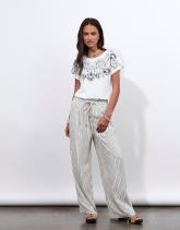 Pantalon long large rayé