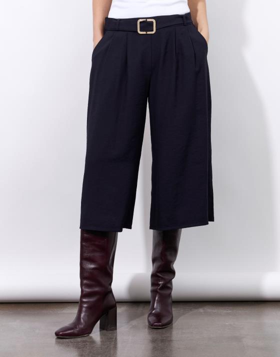 Pantalon mi-long Jupe-culotte uni