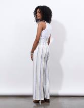 Pantalon long large rayé