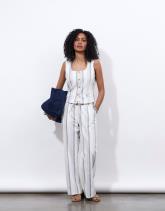 Pantalon long large rayé