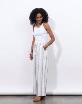 Pantalon long large rayé