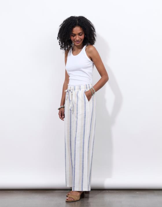 Pantalon long large rayé