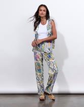 Pantalon long droit imprimé à fleurs