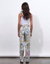 Pantalon long droit imprimé à fleurs