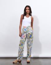 Pantalon long droit imprimé à fleurs