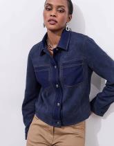 Blouson courte en suédine uni décoré