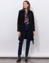 Manteau bi-matière uni