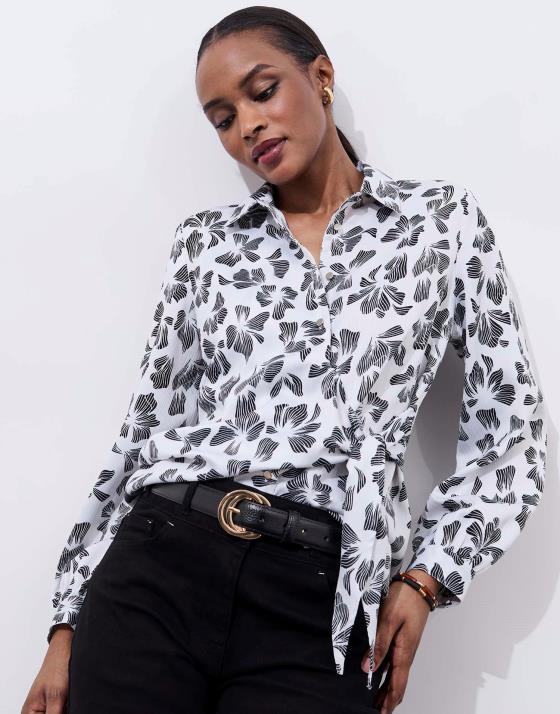Chemisier manches longues imprimé à fleurs