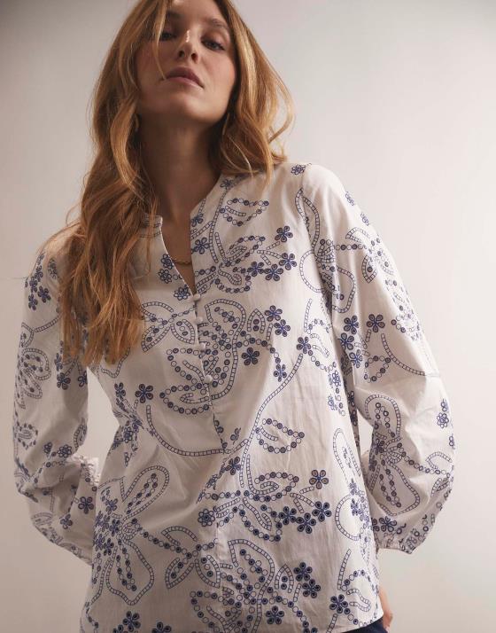 Blouse manches longues imprimé à fleurs