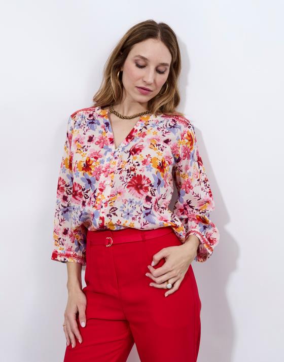 Blouse manches 3/4 imprimé à fleurs