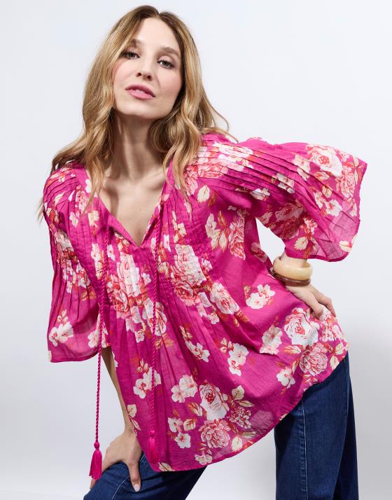 Blouse manches 3/4 imprimé à fleurs