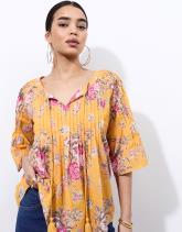 Blouse manches 3/4 imprimé à fleurs