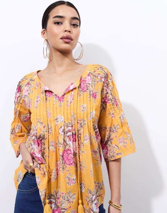 Blouse manches 3/4 imprimé à fleurs