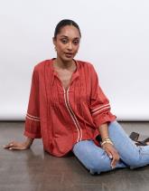 Blouse manches 3/4 unie