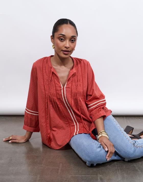 Blouse manches 3/4 unie