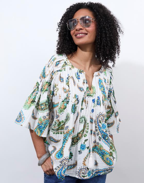 Blouse manches 3/4 imprimée