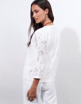 Blouse manches 3/4 unie