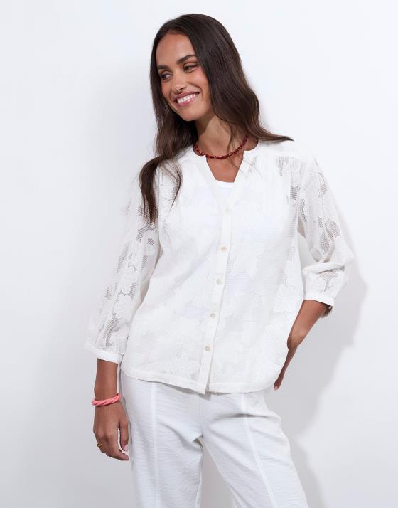 Blouse manches 3/4 unie