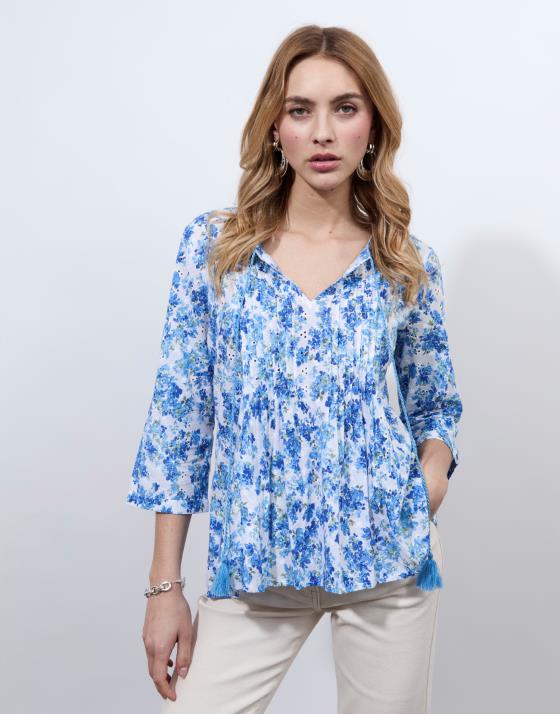 Blouse manches 3/4 imprimé à fleurs