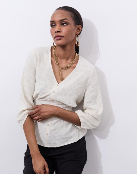 Blouse manches 3/4 unie