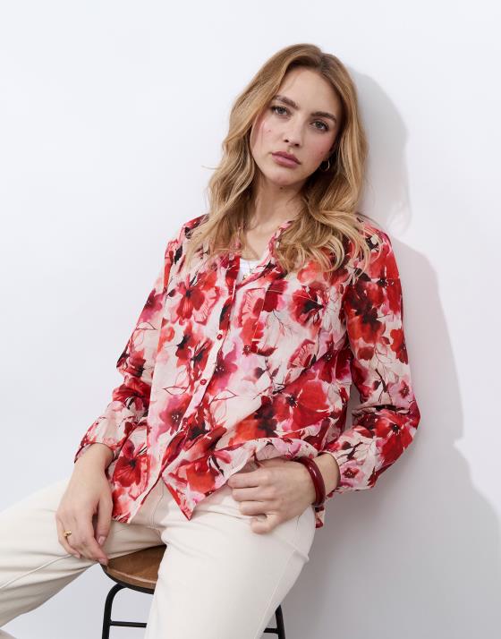 Chemisier manches longues imprimé à fleurs