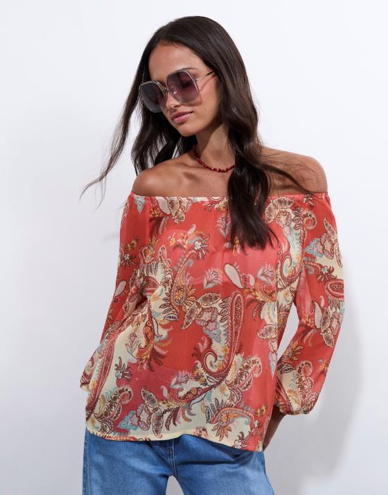 Blouse manches 3/4 imprimée
