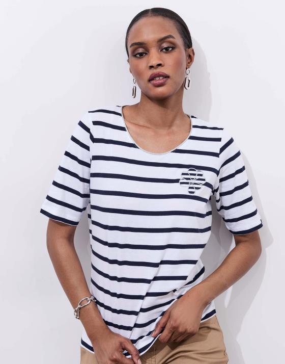 Tee-shirt marinière manches coude 100% coton rayée